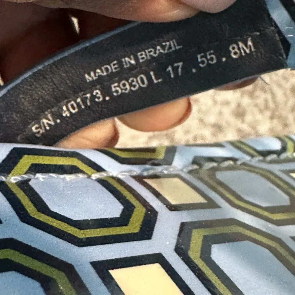 Tory Burch Miller Chambray Geometric Patent Leather Thong Sandal 8